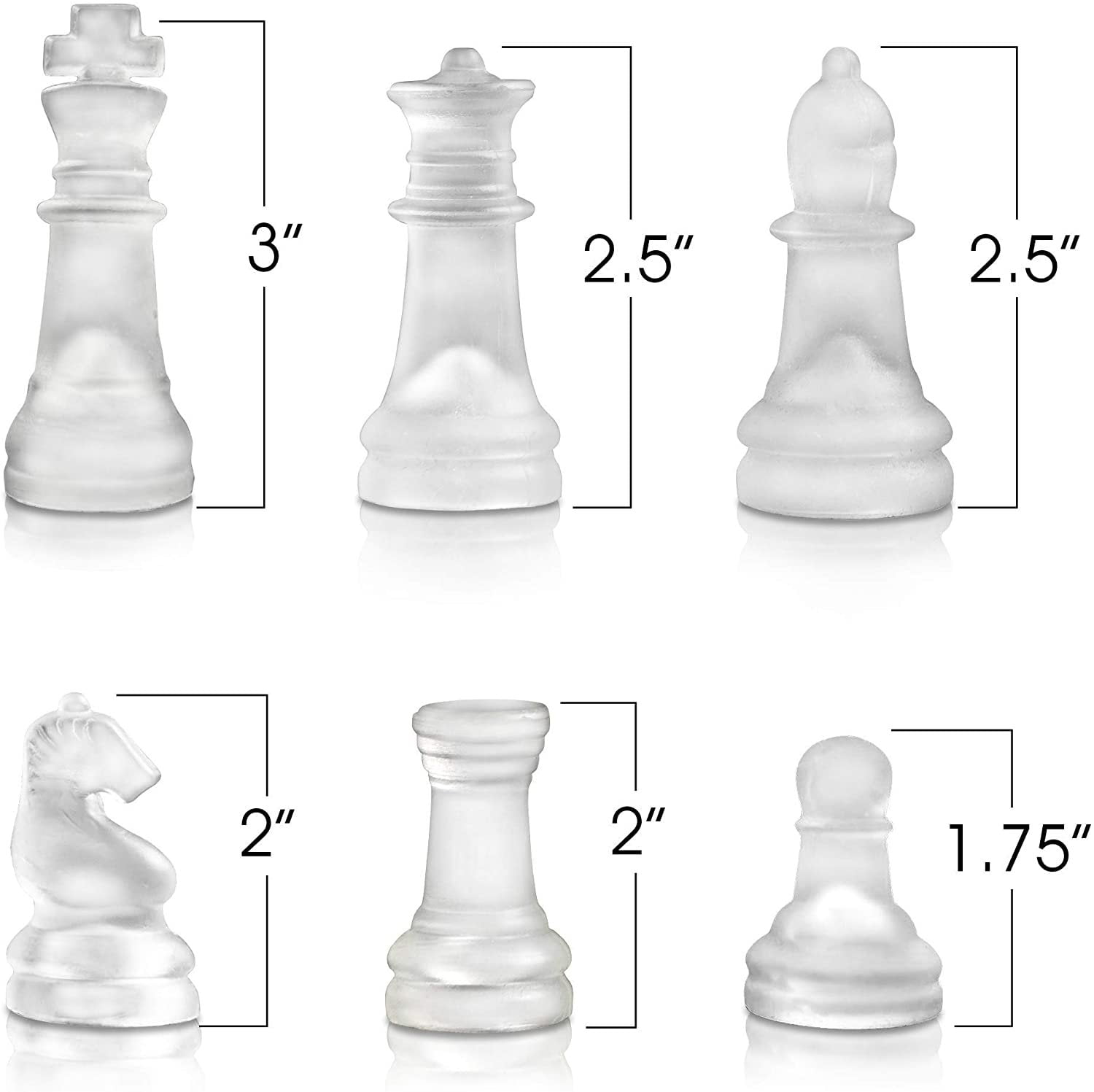 Glass Chess Set- Classic Game with Elegant Design, Durable Build- Set  Includes Board, 32 Frosted and Clear Pieces with Felt Bottoms by Trademark  Games 