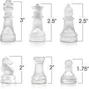 Gamie 12-inch Glass Chess Set – Elegant Design, 32 Frosted & Clear Pieces, Felted Bottoms, Durable & Stable Board Game