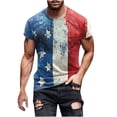 thumbnail image 2 of Aobny T-Shirt American Flag Fourth of July Mens T-Shirts Big & Tall Short Sleeve Muscle Mens Beach Shirts,Blue,XL, 2 of 5