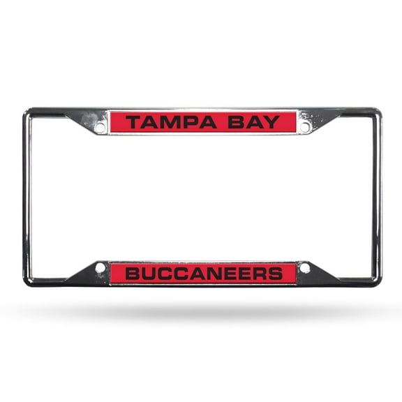 Tampa Bay-Football-Buccaneer's All Corner EZ View Chrome Metal Laser Cut License Plate Frame