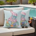 thumbnail image 5 of Happy Easter Pillow Covers 2 Pack Rabbit Colorful Eggs Floral Spring Wood Grain Pillowcase Waterproof Outdoor Throw Pillow Cover for Patio Garden Square Cushion 20”x20”, 5 of 9