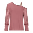 thumbnail image 4 of Spring Savings Clearance Lindreshi Long Sleeve Shirts for Women Clearance Women's Fashion Casual One Shoulder Drop Shoulder Long Sleeve Pullover Long Sleeve Top, 4 of 6
