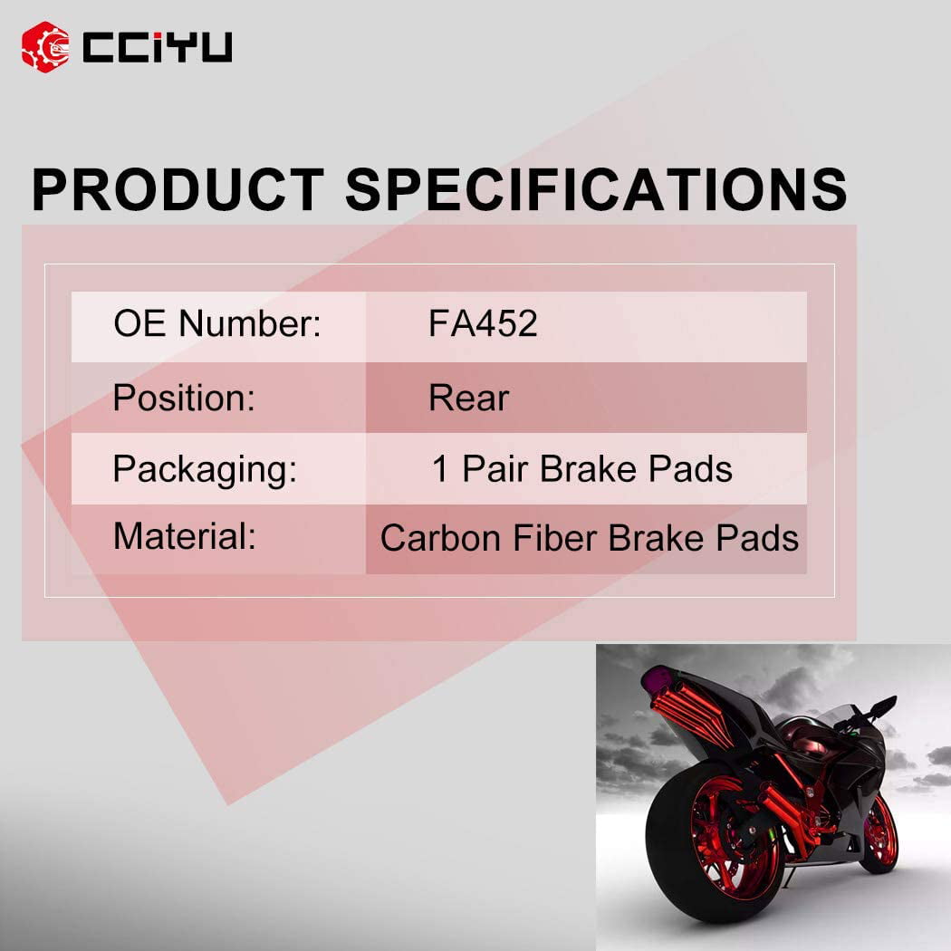 CCIYU Front Kevlar Carbon Fiber Brake Pads Motorcycle Motorbike Replacement Brake Pads Fit For 2008 2009 2010 2011 2012 2013 2014 2015 Polaris Ranger,2010 2011 2012 2013 Polaris RZR