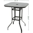 thumbnail image 4 of Patio Bar Height Table with Umbrella Hole, 2-Tier High Top Outdoor Bistro Table, Square Tempered Glass Metal Table for Patio, Lawn, Bar, 4 of 6