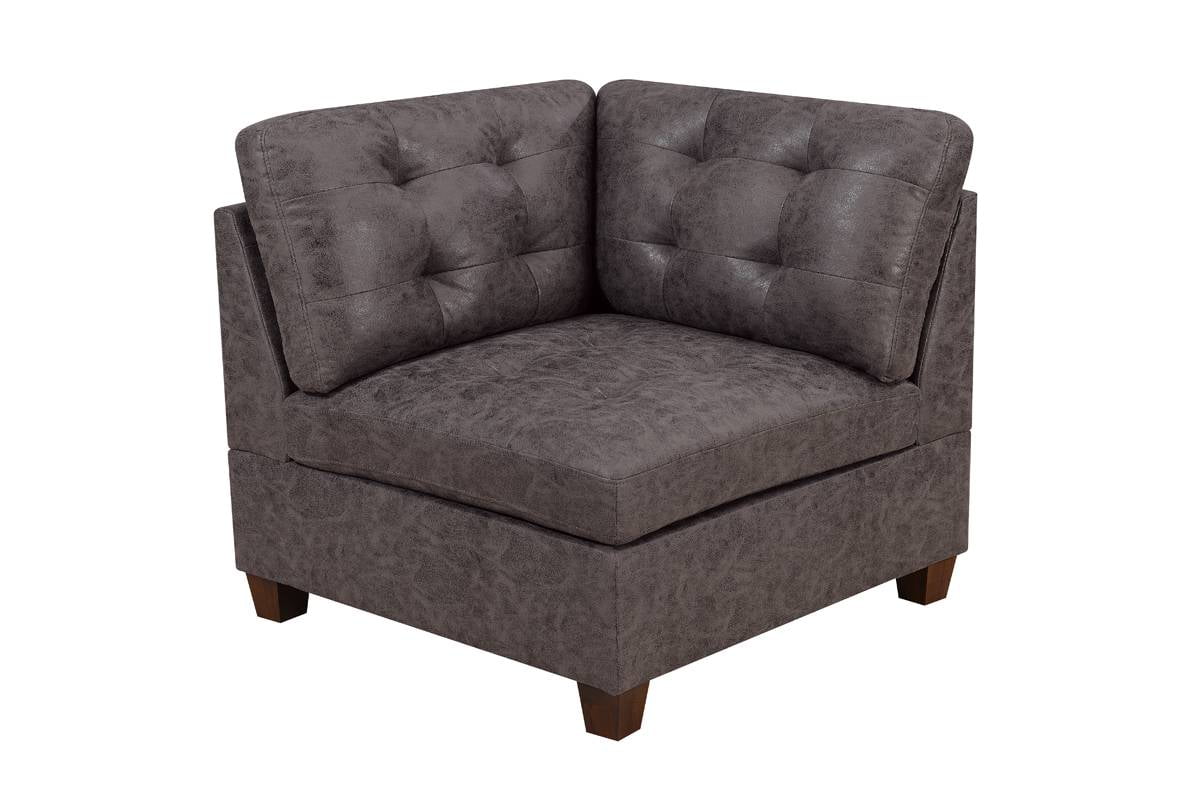 Details about   Living Room Furniture 6pcs Sectional Sofa Tufted Brown Leatherette Wedge Ottoman 