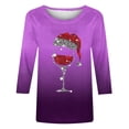 thumbnail image 2 of Camisetas de Manga Larga de las Mujeres Imprimir Navidad Cuello Redondo 3/4 Manga Suéter, Top Casual para las Vacaciones, 2 of 4