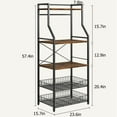 thumbnail image 2 of Kitchen Bakers Rack, Microwave Oven Stand with 2 Large Wire Basket, Industrial Coffee Bar Station with Large Open Storage Shelves, 5-Tier Kitchen Utility Storage Shelf with 8 Hooks, 2 of 9