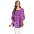 thumbnail image 5 of Sakkas Cleeo Long Wide Tie Dye Lace Embroidered Sequin Poncho Blouse Top Cover Up - Purple - One Size, 5 of 5