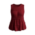 thumbnail image 6 of Cilsoka Women's Casual Tiered Shirred Tank Top Crew Neck Sleeveless Pleated Flared Hem Babydoll Tee Shirt Blouse Tops, 6 of 7