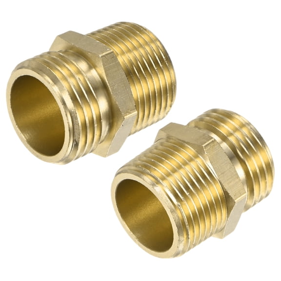 Uxcell 2-Pack 3/4" GHT Male to 3/4" NPT Male Hose Adapter, Brass Garden Hose Fittings Connector for Faucet/Water Pipe