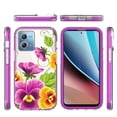 thumbnail image 2 of BD Dual Layer Protection Case (with LED Flashlight Keychain) for Motorola Moto G Stylus 5G 2023 - Purple Orange Flower, 2 of 4