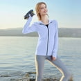 thumbnail image 7 of Xyxonk Women's Upf 50+ Sun Protection Shirts Long Sleeve Full Zip Top Breathable Solid Color Vocation Clothing for Outdoor Hiking Light Blue L, 7 of 7