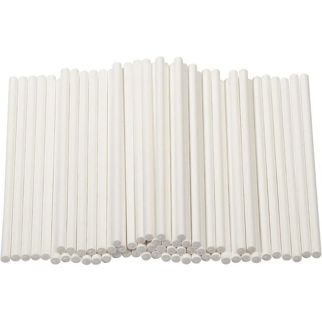 Cake Pop Sticks - 300-Count 4-Inch Paper Treat Sticks for Lollipops, Candy Apples, Suckers, White