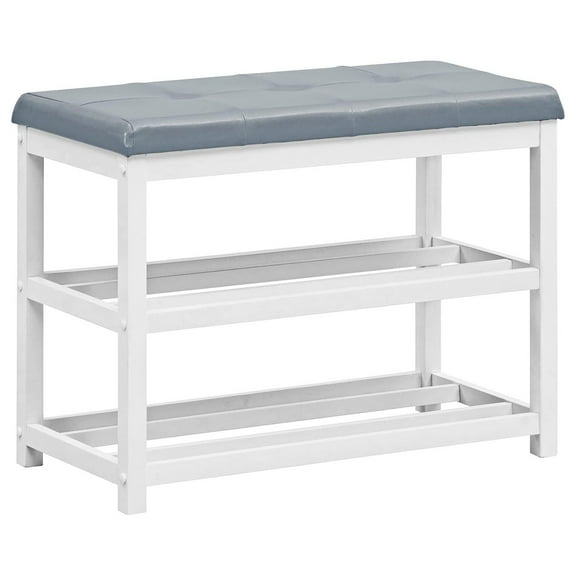 Shoe , Wood Shoe Rack with Cushion Seat, 3-Tier Shoe Shelf Storage Organizer with Padded Seat, Shoe Rack for Entryway, Bedroom, Living Room, Hallway (White)