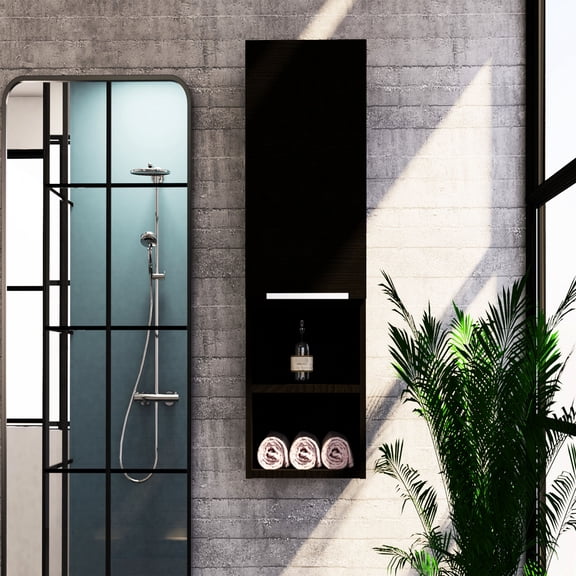 Space - efficient and practical storage - Keep your items in order in a 32" tall black cabinet