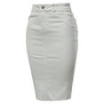 thumbnail image 2 of A2Y Women's Slim Fit Rayon Knee Length Back Slit Denim Jean Pencil Skirt White L, 2 of 3
