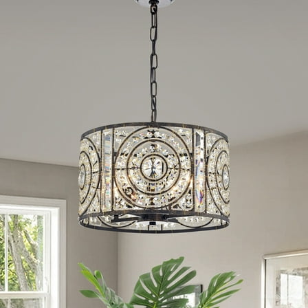 Warehouse of Tiffany Samel 4-Light Antique Bronze Metal Pendant Chandelier