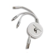Camel Crown 3 في 1 كابل شحن سريع سلك شاحن قابل للسحب كابل بيانات Usb من النوع C، أبيض