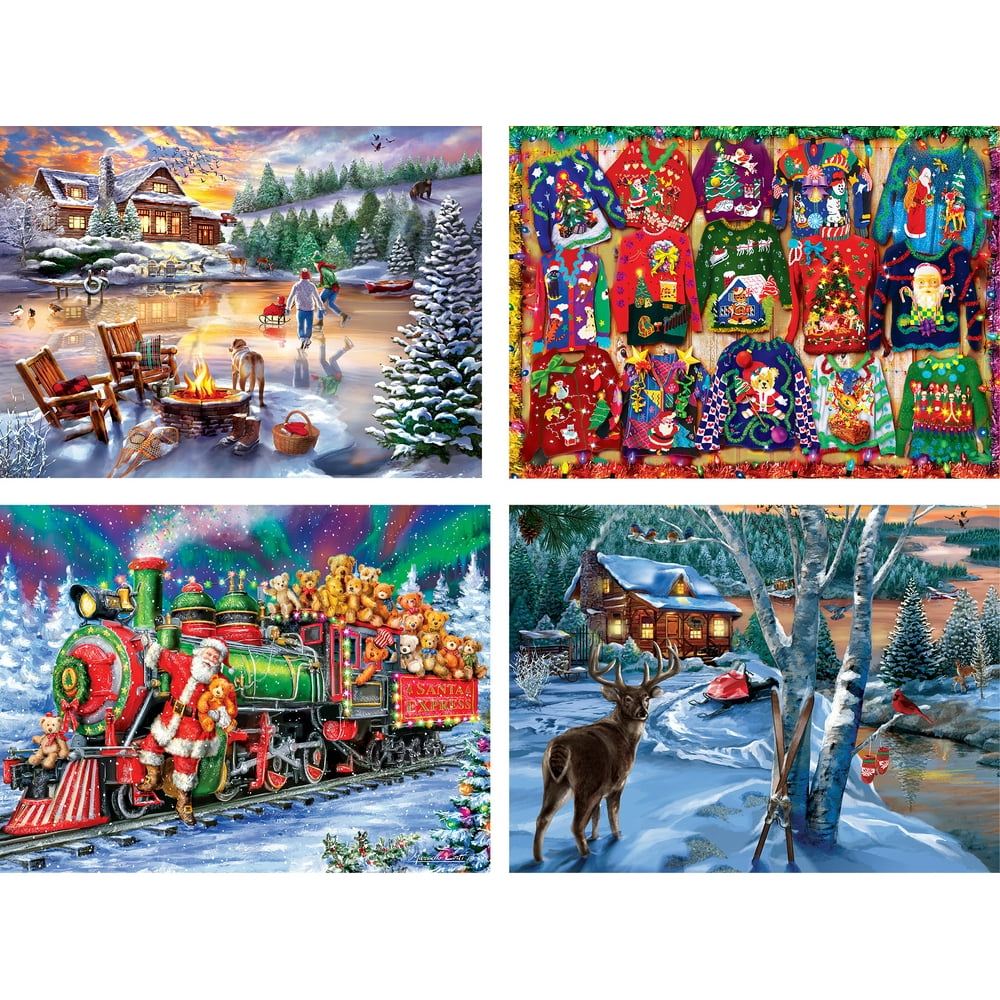 Masterpieces 4 pack Holiday Jigsaw Puzzles, 300 (1), 500 (2), 1000 (1