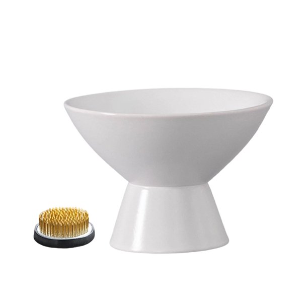 Maceta de cerámica, accesorio floral, contenedor multifuncional para arreglos florales. blanco y porta pines