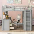 thumbnail image 3 of DEALTOPS Full Size Loft Bed with Wardrobe, Wood Loft Bed Frame with Desk 3 Storage Drawers Shelf Space Saving Platform Bed - Gray, 3 of 7