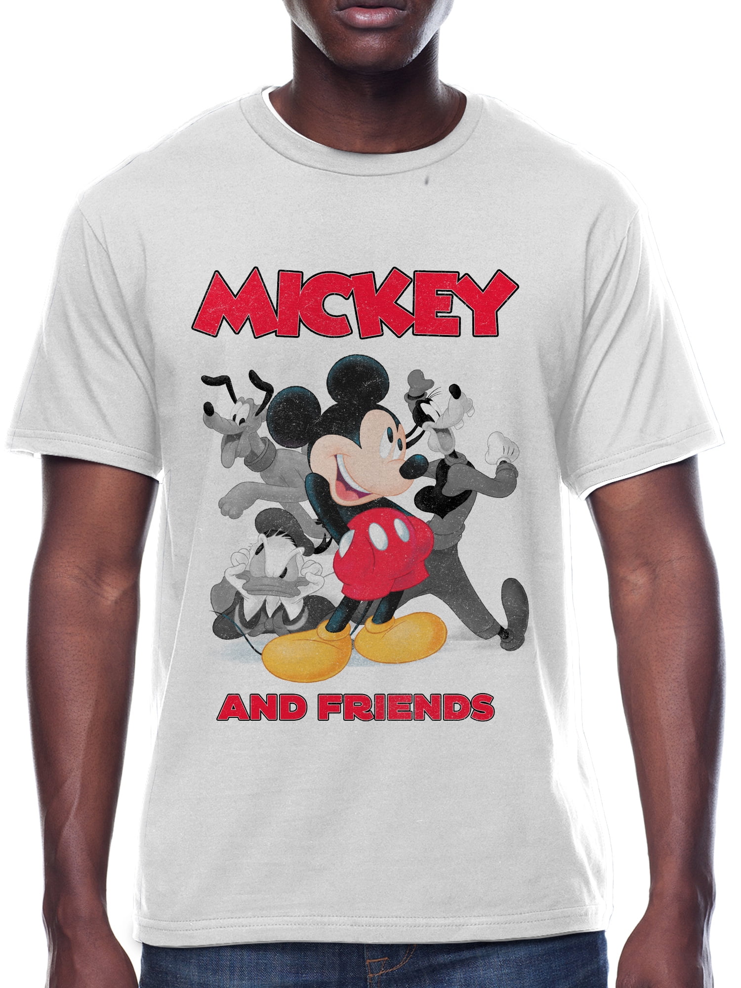 Disney Men's & Big Men's Mickey & Friends Original Crew Graphic Tee Shirt, 2-Pack, Sizes S-3XL