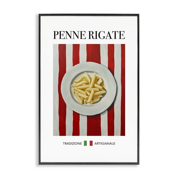 Stupell Industries Traditional Penne Rigate Pasta Food & Beverage Painting Black Framed Art Print Wall Art, 12 x 18
