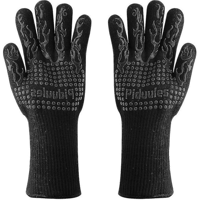 Bbq Tool 35cm Bbq Gloves, 1472f Heat Resistant Non-slip Grill Mitt With Elastic Cuff For Frying, Bbq