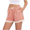 thumbnail image 4 of ATENAR Women's Shorts Elastic Waist Pull On Women Shorts Lace Shorts for Women Hot Pink S, 4 of 5