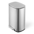 thumbnail image 2 of Kitchen Trash Can, Smudge Resistant Rectangular Garbage Can with Soft-Close Foot Pedal, Brushed Stainless Steel, 50 Liter/13 Gallon, 2 of 8