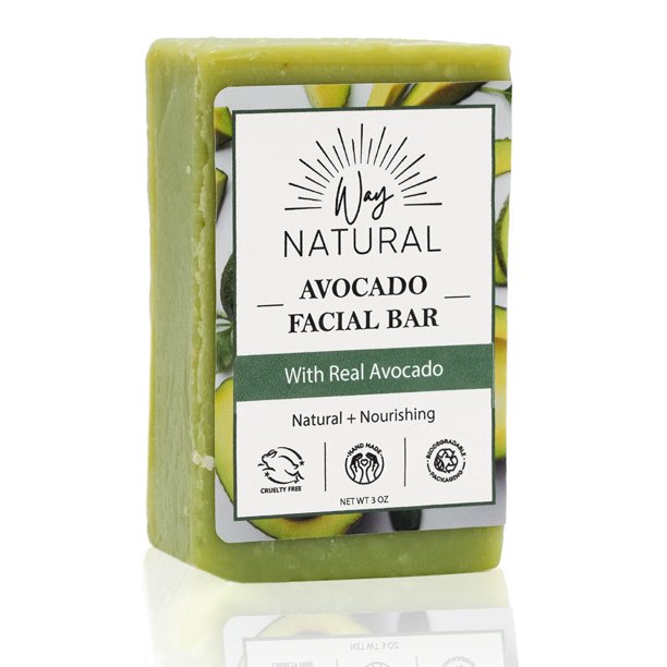 Way Natural Barra de jabón de leche de cabra y aguacate – Jabón facial natural sin perfume para hombres y mujeres – Hecho a mano con leche real – Lavado de cara/manos/cuerpo exfoliante suavemente – Pr