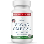 Tahiro Vegan Omega-3 Softgels. Serving Size 1000mg Includes DPA , DHA & EPA Plant Based Supplement. Nutrients for Men, Women, Kids, and Pregnant Women.
