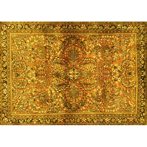 Ahgly Company Indoor Rectangle Persian Yellow Traditional Area Rugs, 6' x 9'
