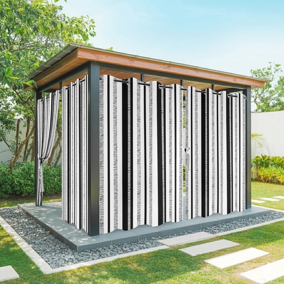 Black White Stripe Outdoor Curtains for Patio, Modern Minimalist Geometric Vertical Bands Sunshade Privacy Drapes Grommet Waterproof Outside Curtains for Porch/Cabana/Balcony 54"x 108", 2 Panel