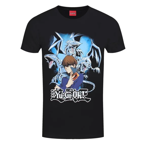 VINTAGE Yu- Gi-Oh! Kaiba Blue Eyes Men's Black T-Shirt