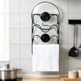 thumbnail image 4 of 1PCS Pot Lid Organizer Rack for Cabinet Door,3-Tier Pot Lids Holder,No Drilling Adhesive Wall/Door Mounted Rustproof Pot and Pan Cover for Kitchen Storage,Classic Black, 4 of 6