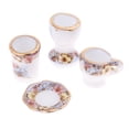 thumbnail image 3 of 40 Piece 1/12 Dollhouse Miniature Porcelain Tea Sets Flowers Print Tableware, 3 of 6