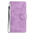 thumbnail image 5 of SaniMore Case for Samsung Galaxy S23 6.1" 2023, [Card Slots + Cash Pocket + Removeable Wrist Strap] PU Leather Embossed Flower Flip Kickstand 360° All-around Protective Wallet Shell, Purple, 5 of 11