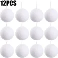 thumbnail image 3 of 12/6 piezas de bolas de espuma blancas para colgar en el árbol de Navidad, adornos redondos para el hogar, el jardín, la fiesta, suministros de decoración de Navidad, 3 of 5