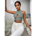 thumbnail image 4 of TheFound Women's Criss Cross Tank Tops Sleeveless Solid Color Cutout Crop Tops, 4 of 9
