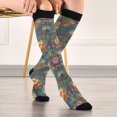 thumbnail image 5 of FORMRS Womens Knee High Socks Casual Long Thick Travel Daily Wear, 1 Pair, Abstract Water Lilies Pattern, 5 of 6