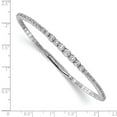 thumbnail image 2 of 925 Sterling Silver Cubic Zirconia Flexible Bangle Bracelet 3.7mm Wide Cuff Bracelet for Women, 2 of 2