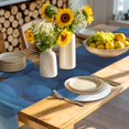 thumbnail image 4 of Navy Blue Ombre Round 13 Inch Placemats Set of 6, Modern Moire Gradient Watercolor HeatResistant Non Slip Place Mats for Dining Table, Wipeable Braided Kitchen Table Mats for Housewarming, 4 of 9