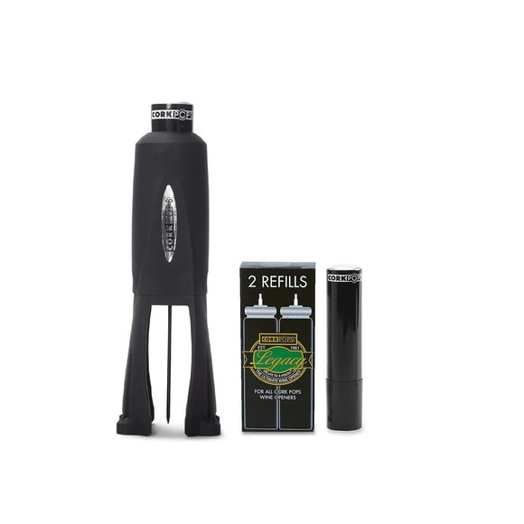 Abridor de botellas Cork Pops Legacy con 3 cartuchos de recarga