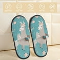 thumbnail image 2 of Fotbe Teal Mama Llama Pantuflas Peludas para Mujer con Estampado, Zapatillas de Peluche, Zapatos de Invierno para Casa, Uso Interior y Exterior-Medium, 2 of 8