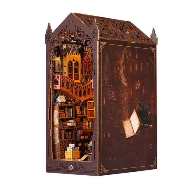 Libro de Inducción de Cabina Artesanal, Adornos de Estantería Mágica Hechos A Mano Ensamblados de Madera Tridimensionales, Regalos