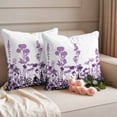 thumbnail image 4 of 2 Pack Outdoor Waterproof Throw Pillow Covers,Purple Gradient Flower Leaves on White Decorative Square Patio Pillowcases for Chair Couch Sofa 16x16in, 4 of 9