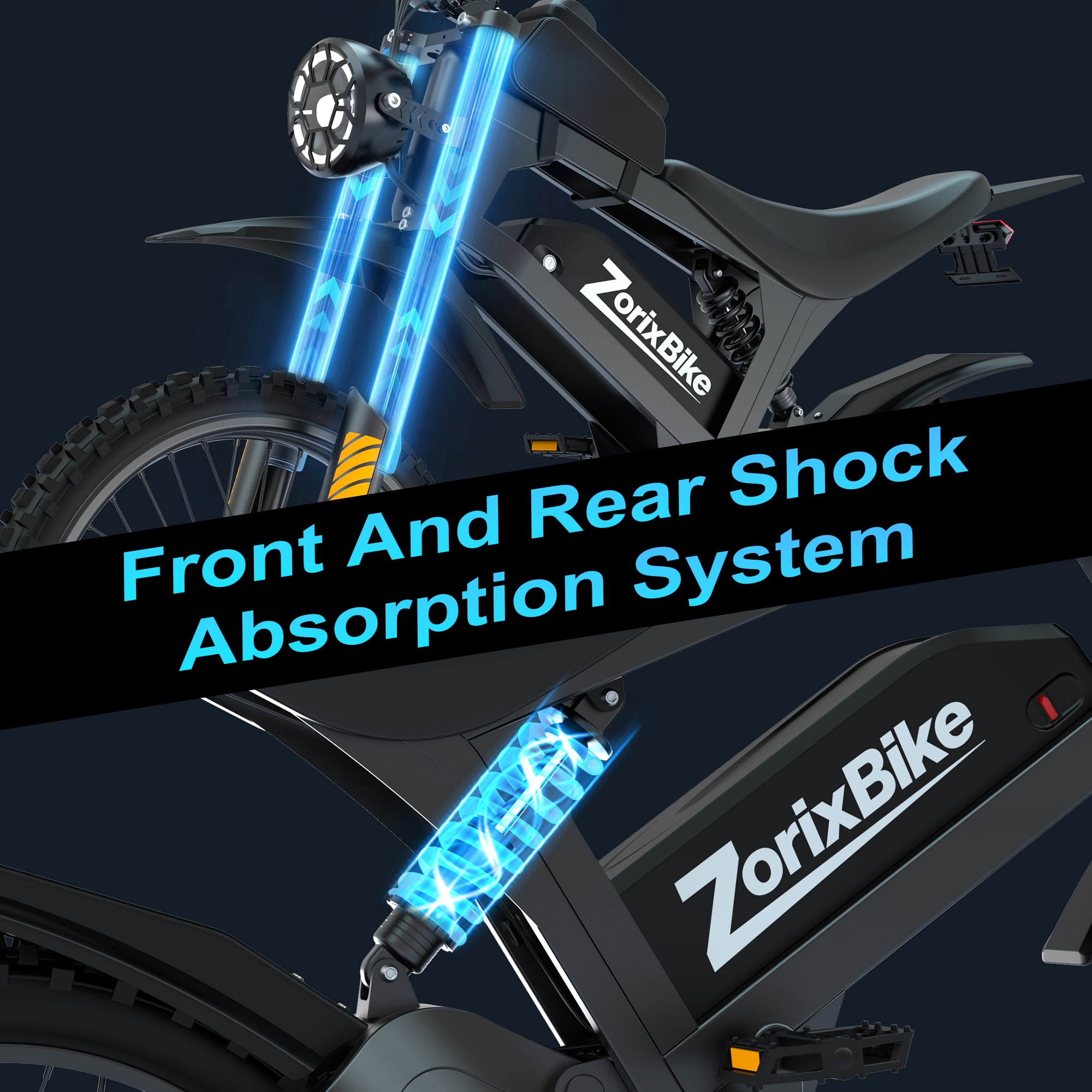 ZorixBike R8 Max Dual Motor Electric Bike for Adults - 48V 20AH Battery, Dual 1500W Peak Motors (3000W Peak Total), 31 MPH, 40 Miles Range, Fat Tires, Hydraulic Brakes, Off-Road Mountain E-Bike