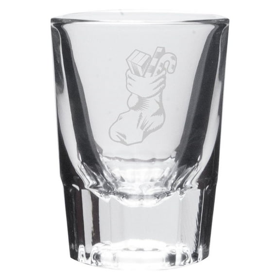 Stocking Deep Etched Crystal Shot Glass