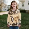 thumbnail image 5 of COEQINE Girls Polyester Sweatshirt, Quarter Zip Pullover Long Sleeve Loose Fit T-Shirts, Printed Casual Wear Tees for Kids and Youth 5-6 Years, Butterfly Sunflower Cow Leopard Print, 5 of 7